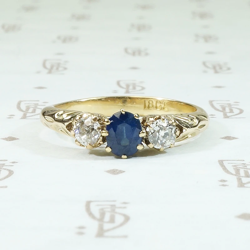 Sapphire & Diamond Trilogy Ring in 18ct Gold