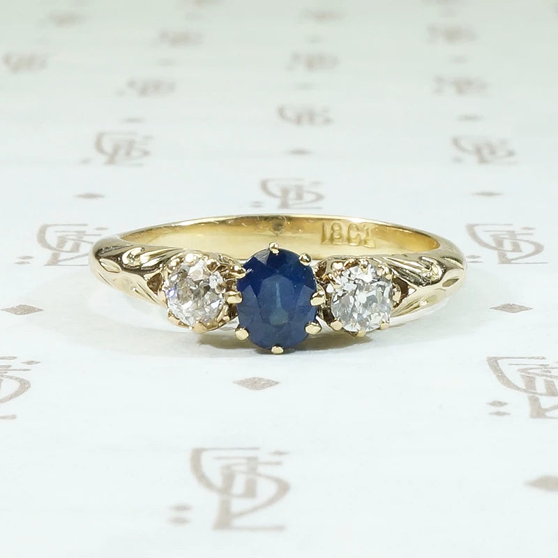Sapphire & Diamond Trilogy Ring in 18ct Gold