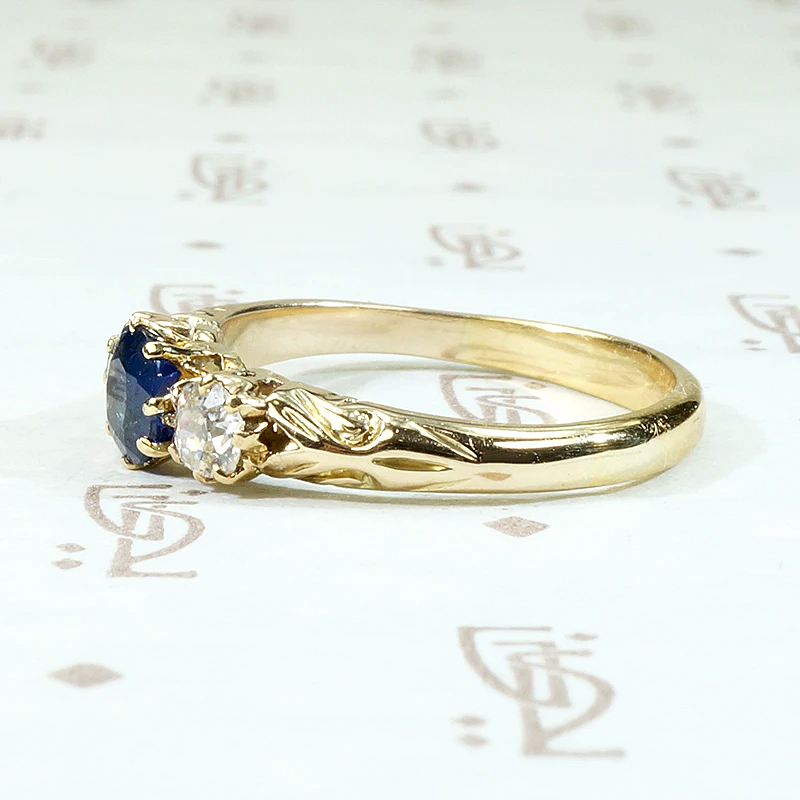 Sapphire & Diamond Trilogy Ring in 18ct Gold