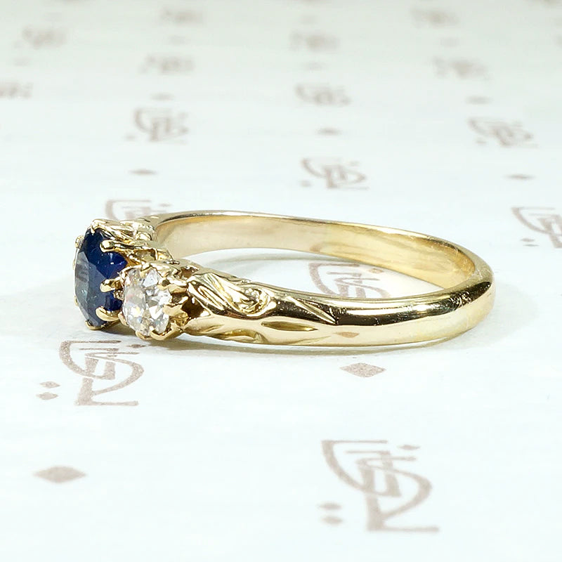 Sapphire & Diamond Trilogy Ring in 18ct Gold