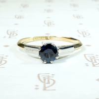 Moody Midnight Blue Sapphire Two Tone Solitaire Ring