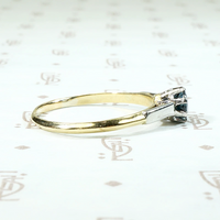 Moody Midnight Blue Sapphire Two Tone Solitaire Ring