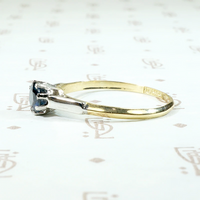 Moody Midnight Blue Sapphire Two Tone Solitaire Ring