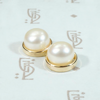 Creamy Half Pearls Nestled in Gold Bezel Studs