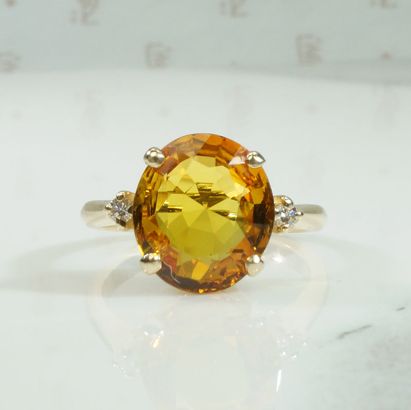 Sunshine Yellow Sapphire and Diamond Ring