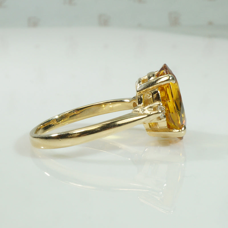 Sunshine Yellow Sapphire and Diamond Ring