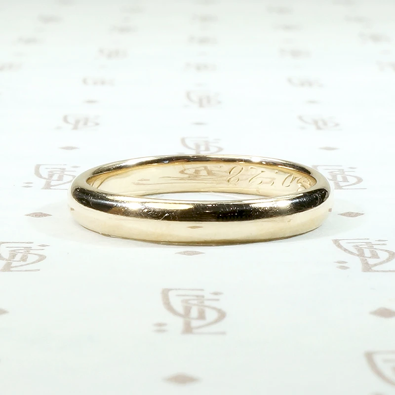 Slim Half Round Comfort Fit Gold Band c.1920