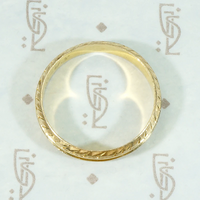 Wonderful Grooved & Engraved Vintage Gold Wedding Band
