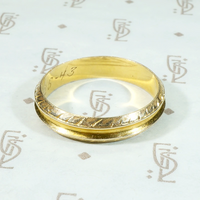 Wonderful Grooved & Engraved Vintage Gold Wedding Band