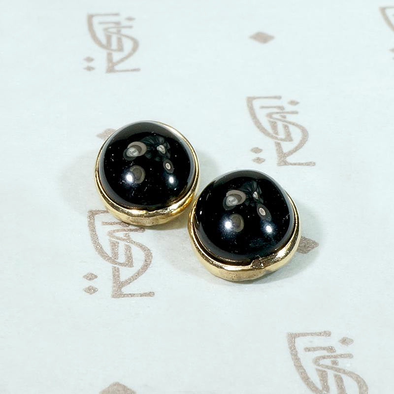 Refined Vintage Onyx & Gold Stud Earrings