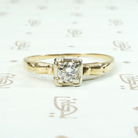 Vintage Diamond Solitaire Engagement Ring in Gold