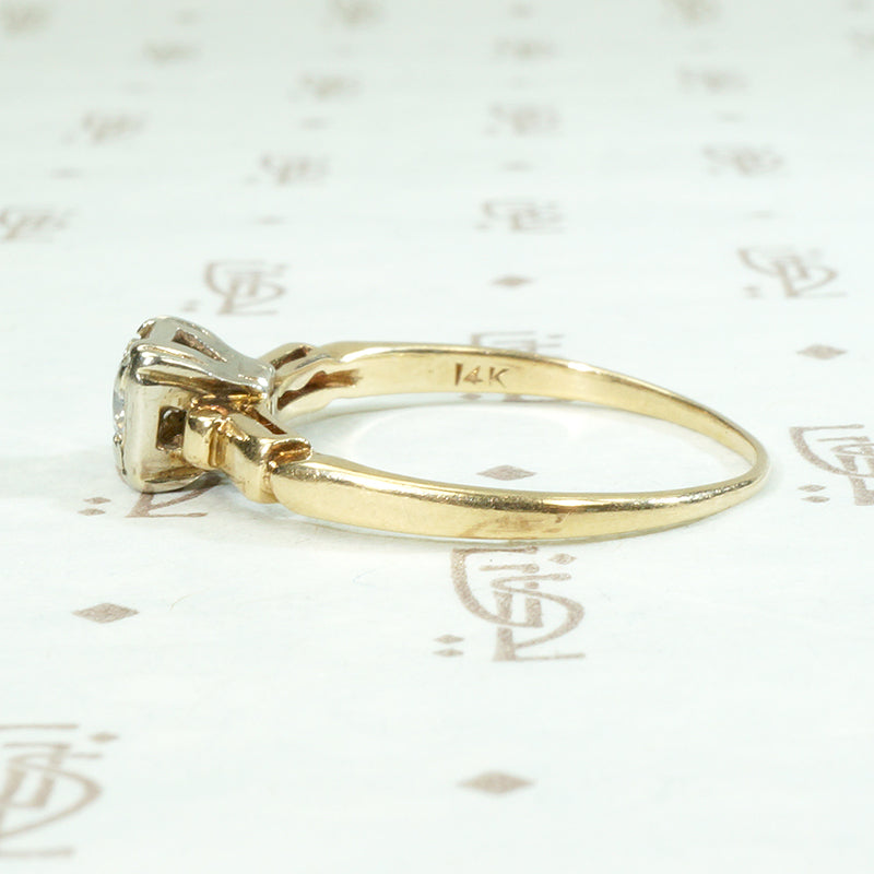 Vintage Diamond Solitaire Engagement Ring in Gold