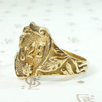 Whimsical "1929" Gold Signet Ring with Bird