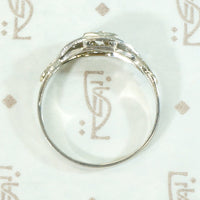 Deco Geometry Engraved Diamond Engagement Ring