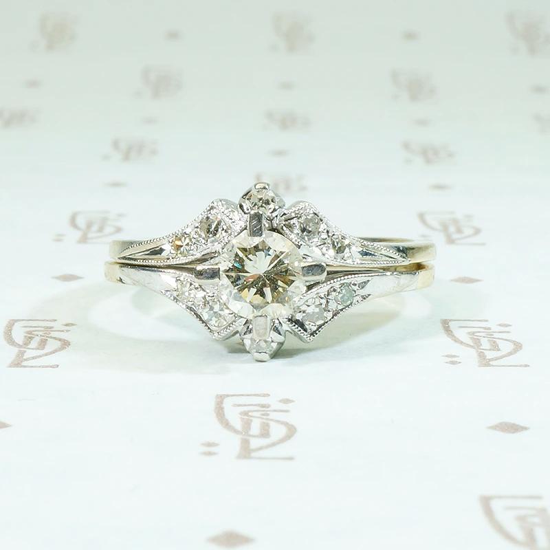 Lovely Nesting Two-Tone Diamond Wedding Set