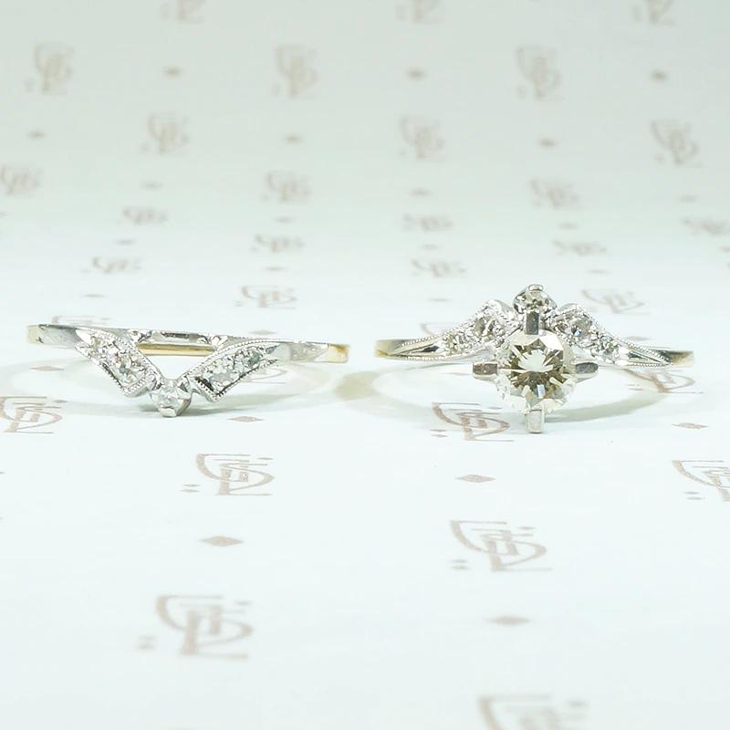 Lovely Nesting Two-Tone Diamond Wedding Set