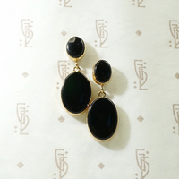 Sleek Dangle Earrings in Onyx & Gold