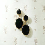 Sleek Dangle Earrings in Onyx & Gold