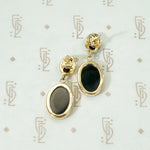 Sleek Dangle Earrings in Onyx & Gold