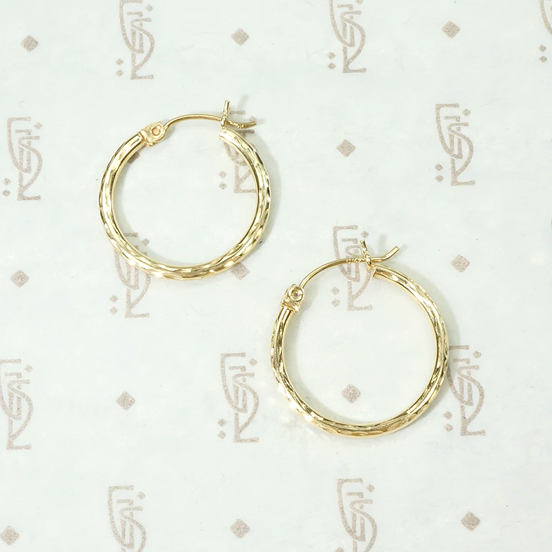 Glittering Gold Vintage Hoop Earrings
