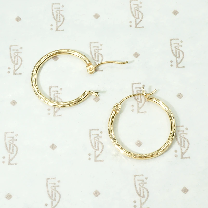 Glittering Gold Vintage Hoop Earrings