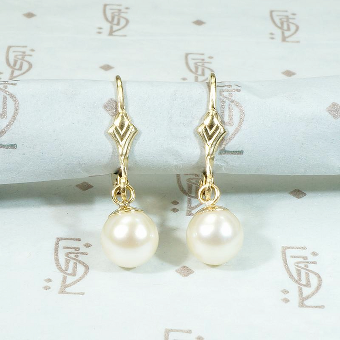 Creamy Pearl Drop Lever Back Earrings