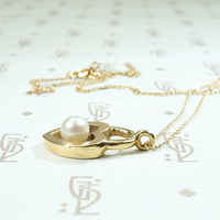 Heart Shaped Padlock Gold Pendant with Pearl