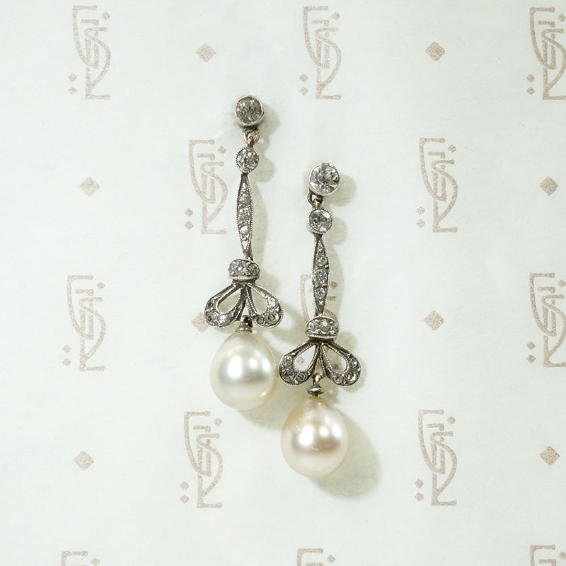 Romantic Edwardian Earrings in Silver Paste & Pearls