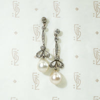 Romantic Edwardian Earrings in Silver Paste & Pearls