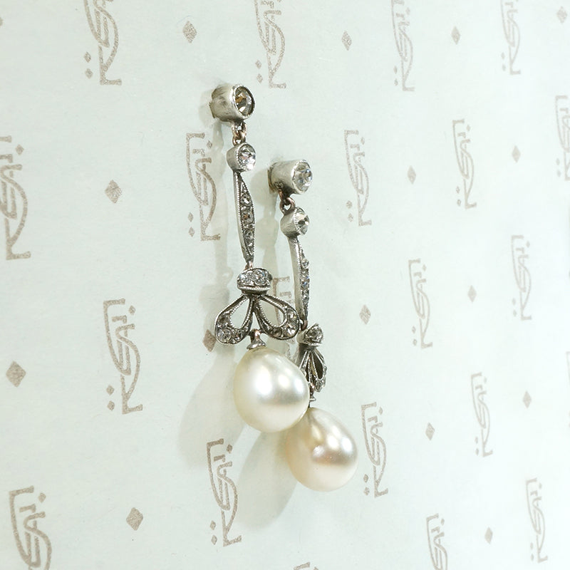 Romantic Edwardian Earrings in Silver Paste & Pearls
