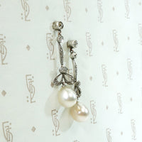 Romantic Edwardian Earrings in Silver Paste & Pearls