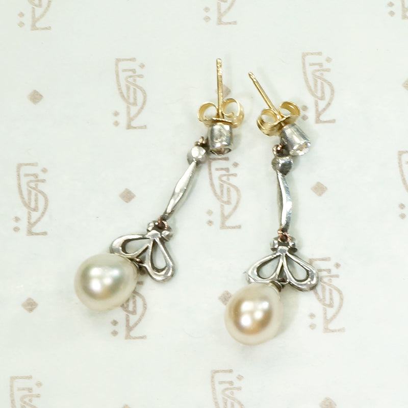 Romantic Edwardian Earrings in Silver Paste & Pearls