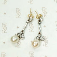 Romantic Edwardian Earrings in Silver Paste & Pearls