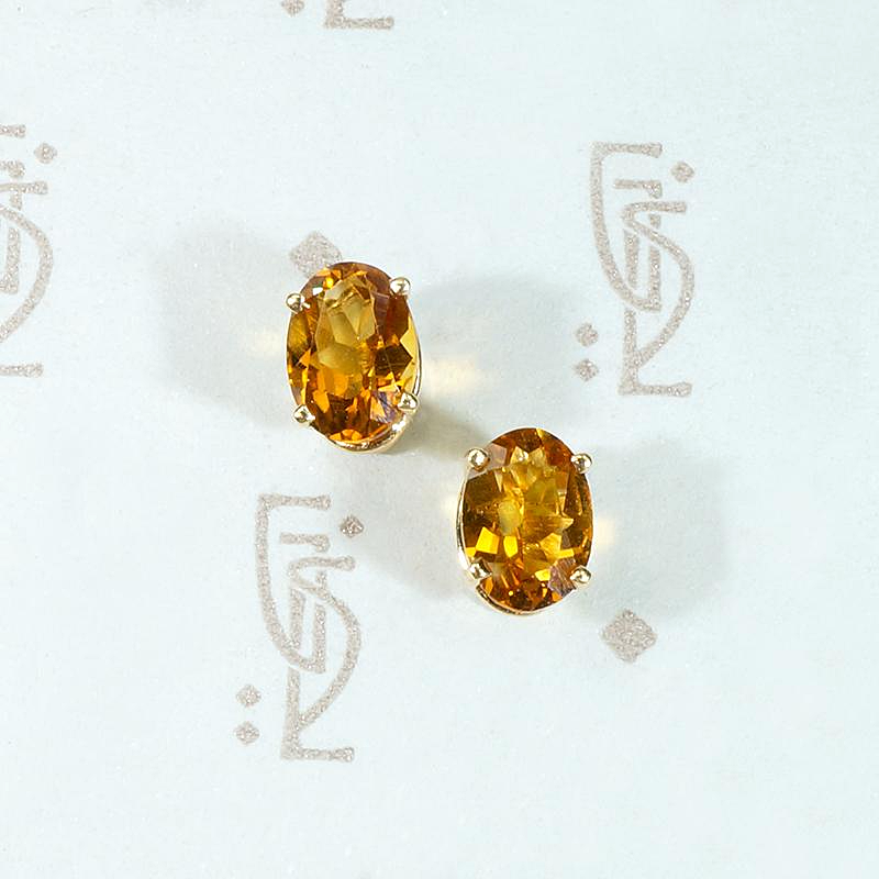 Frozen Honey Citrine Stud Earrings