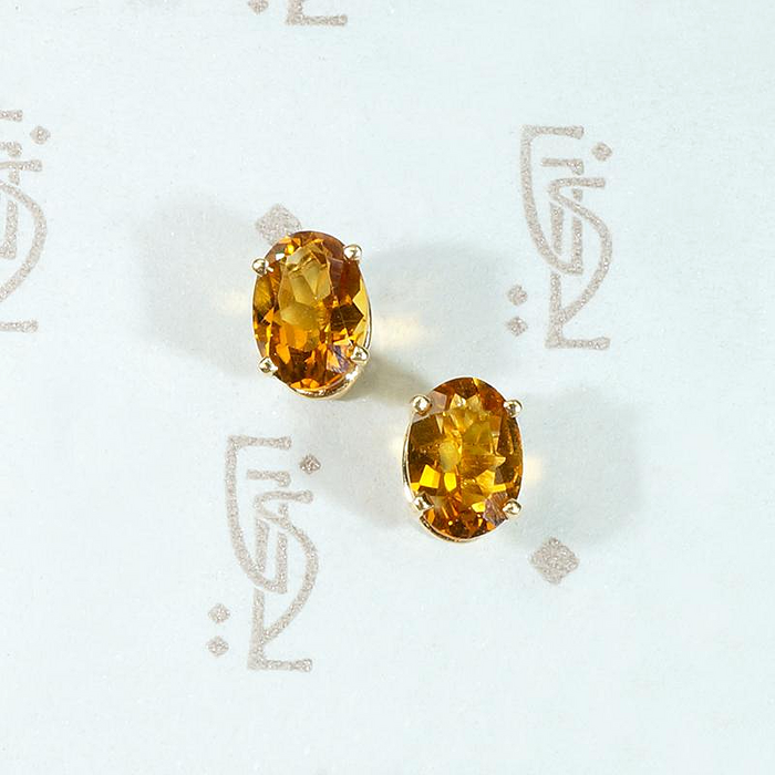 Frozen Honey Citrine Stud Earrings