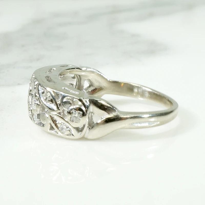 Romantic Diamond-Spangled White Gold Band