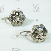 Petite Floral Earbobs with Diamonds in White Gold