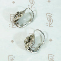Petite Floral Earbobs with Diamonds in White Gold