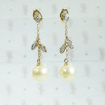 Dainty Diamond & Pearl Drop Earrings