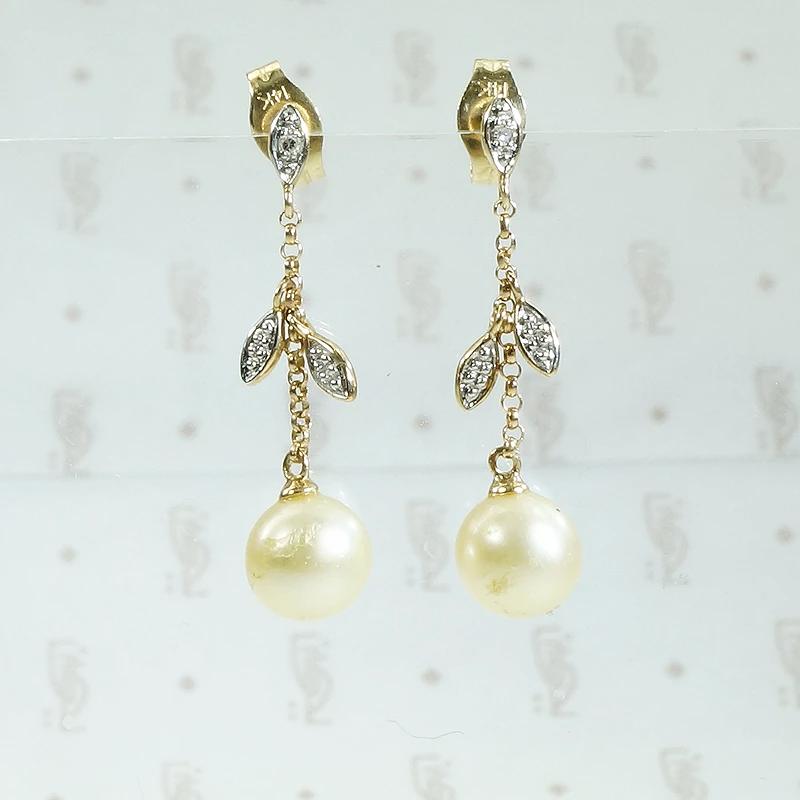 Dainty Diamond & Pearl Drop Earrings