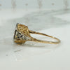 Yellow and White Gold Filigree Deco Diamond Ring
