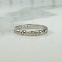 Engraved Platinum Wedding Band 1922