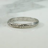 Engraved Platinum Wedding Band 1922