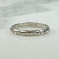 Engraved Platinum Wedding Band 1922