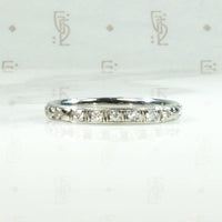 Five Diamond Engraved 18k White Gold Band