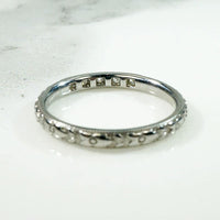 Five Diamond Engraved 18k White Gold Band