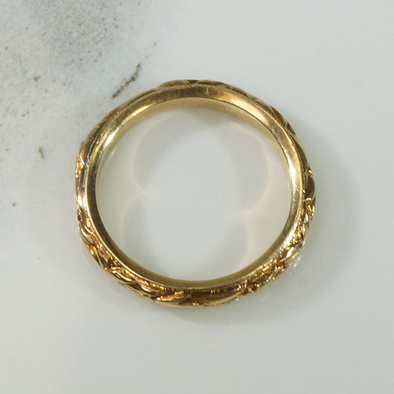 Gold Vintage Wedding Band with Tulips