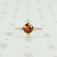 Deep Madeira Citrine and Pearl Vintage Conversion Ring