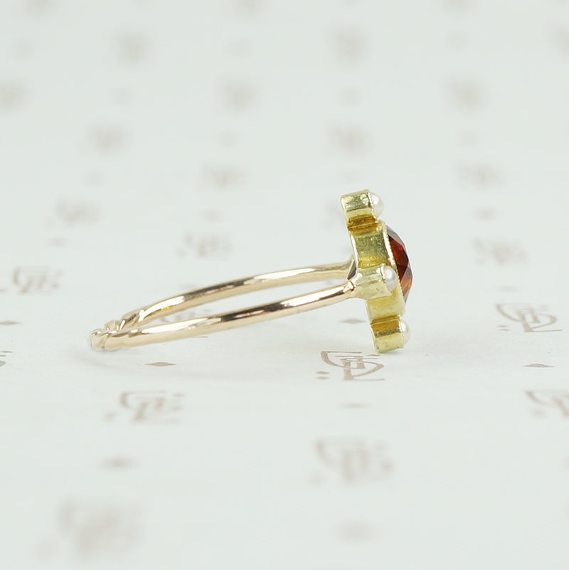 Deep Madeira Citrine and Pearl Vintage Conversion Ring