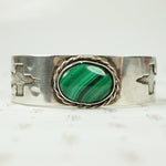 Vintage Silver Malachite Thunderbird Cuff